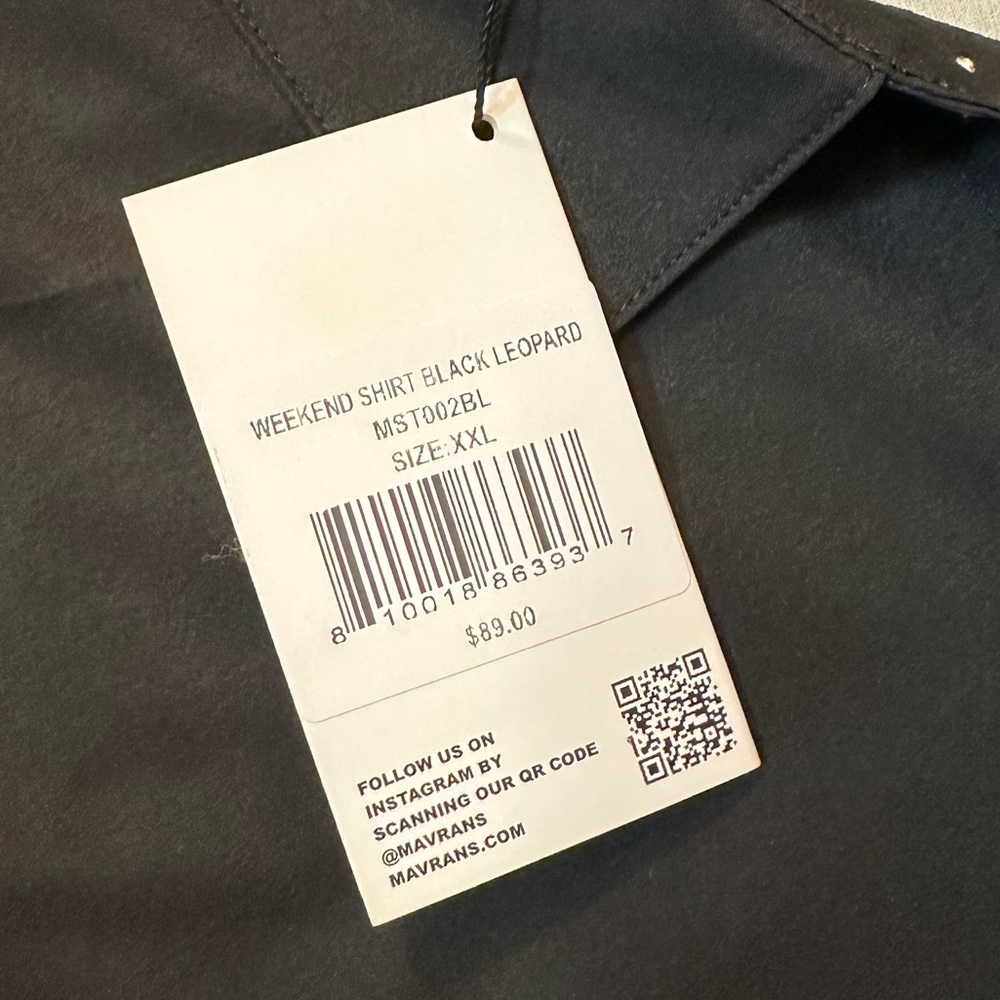 NWT Mavrans Men’s Black Leopard Game Weekend Short Sleeve Button Down Shirt - Picture 6 of 8